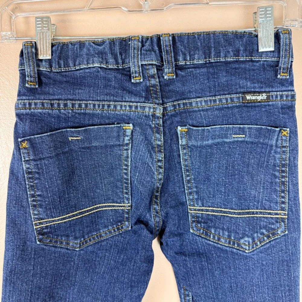 Wrangler‎ Boys Straight Leg Jeans Dark Wash Adjustable Waist Size 10 Regular